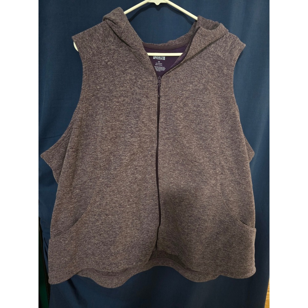 Duluth Trading Co Womens 3X Purple Heathered Fleece Full Zip Hooded Vest Pockets
